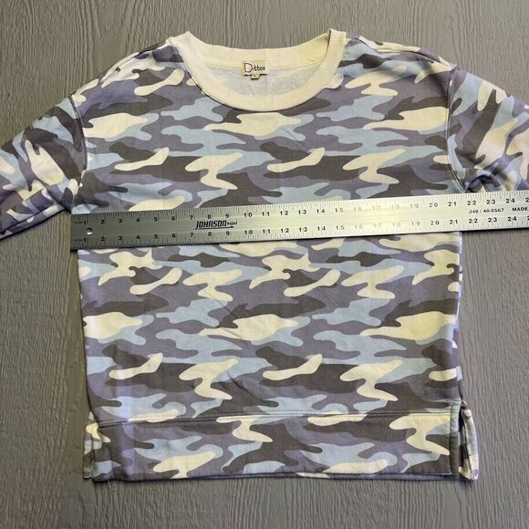 Dittos Sweatshirt Womens Soft Comfy Large Blue Beige Camo Pullover Camouflage - Picture 8 of 10